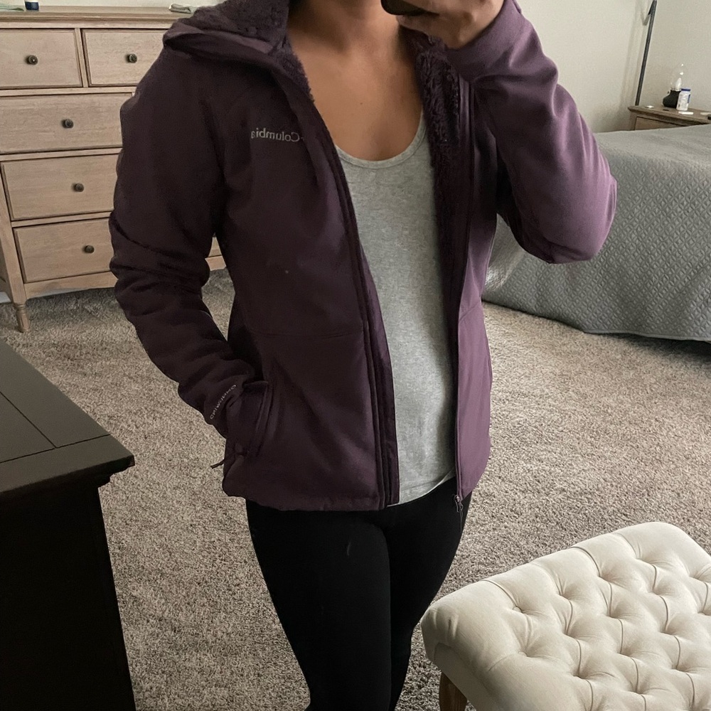 Columbia purple furry fleece lined jacket